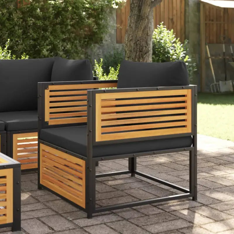 Modulaire tuinbank van massief acaciahout met wasbare hoes - Antraciet / 1 / Fauteuil - Modulaire tuinbanken