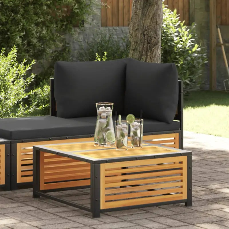 Modulaire tuinbank van massief acaciahout met wasbare hoes - Crème / 1 / Tafel - Modulaire tuinbanken