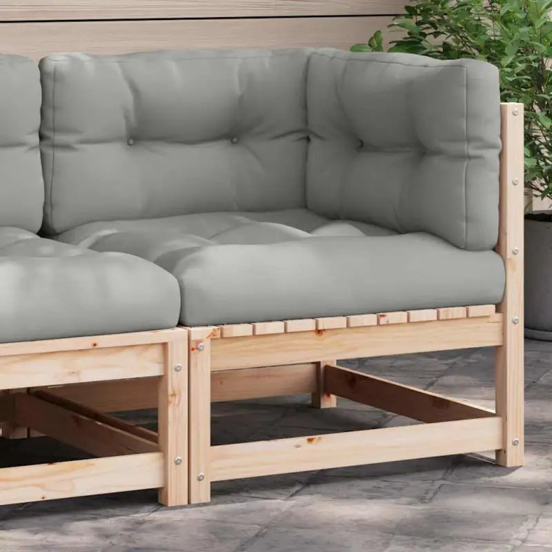 Modulaire tuinbank van massief douglashout met kussens voor je tuin - Naturel en grijs / 1 / Hoekbank - Modulaire
