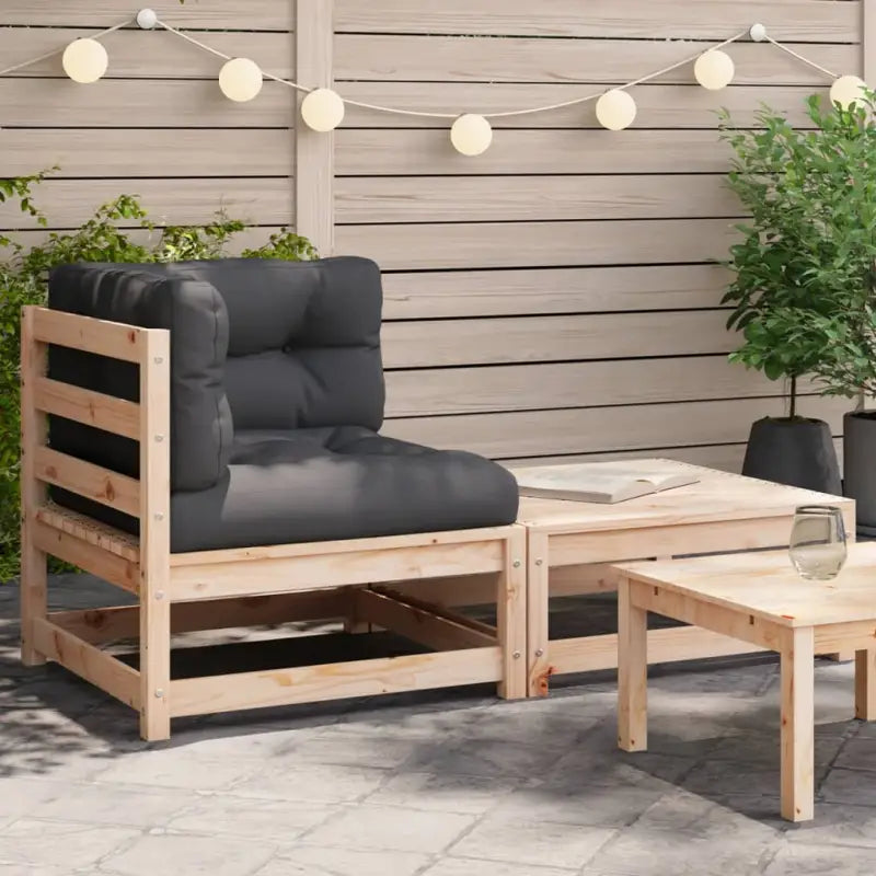 Modulaire tuinbank van massief douglashout met kussens voor terras - Natuurlijk grenenhout / 1 / Hoekbank - Modulaire