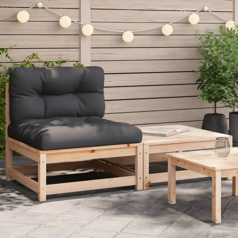 Modulaire tuinbank van massief douglashout met kussens voor terras - Natuurlijk grenenhout / 1 / armless sofa