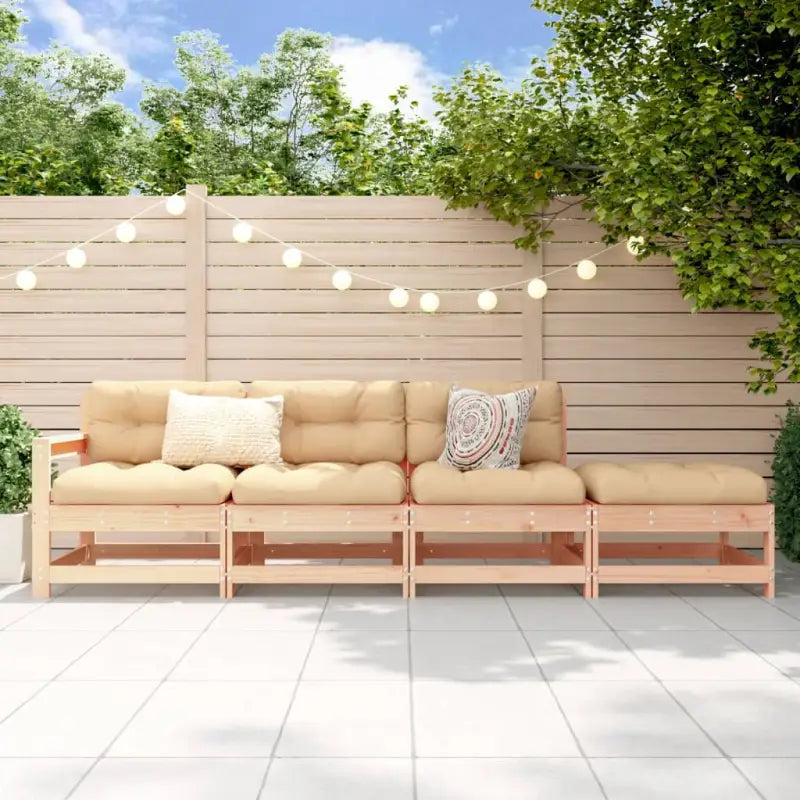 Modulaire tuinbank van massief douglashout voor terras en patio - Onbehandeld grenenhout / 1 / 3-zitsbank met hocker
