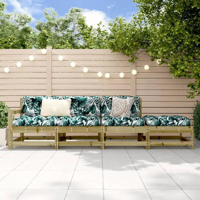 Modulaire tuinbank van massief douglashout voor terras en patio - Geïmpregneerd grenenhout / 1 / 3-zitsbank met hocker