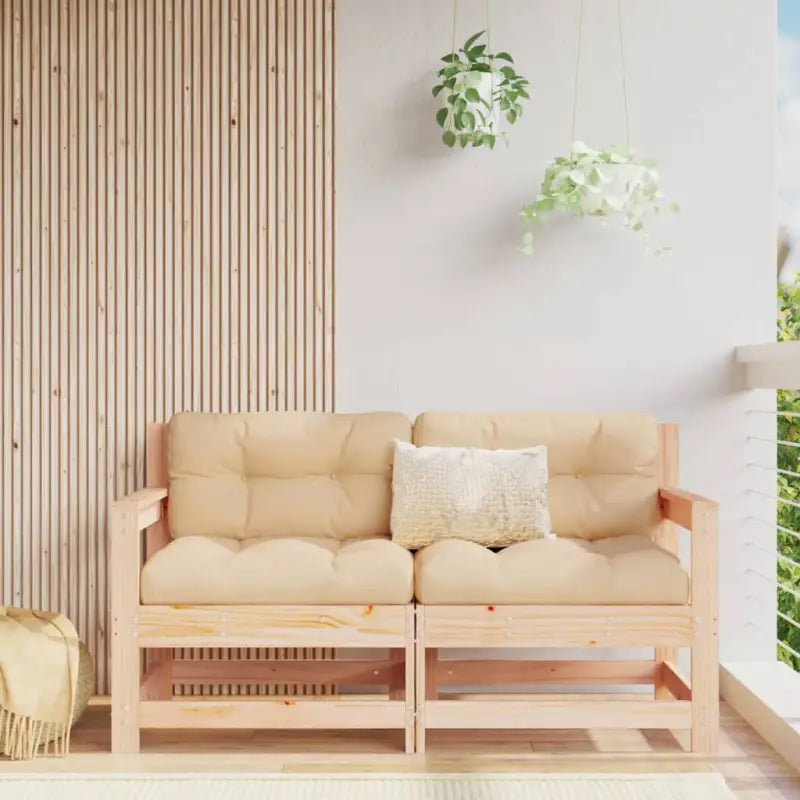 Modulaire tuinbank van massief douglashout voor terras en patio - Onbehandeld grenenhout / 1 / loverseat with armrests
