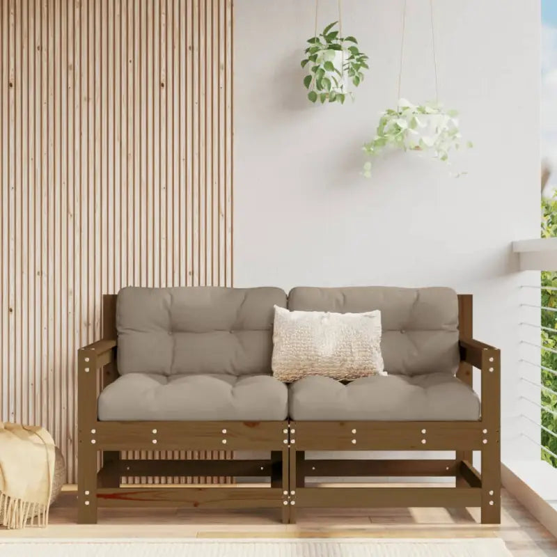 Modulaire tuinbank van massief douglashout voor terras en patio - Bruin grenenhout / 1 / loverseat with armrests