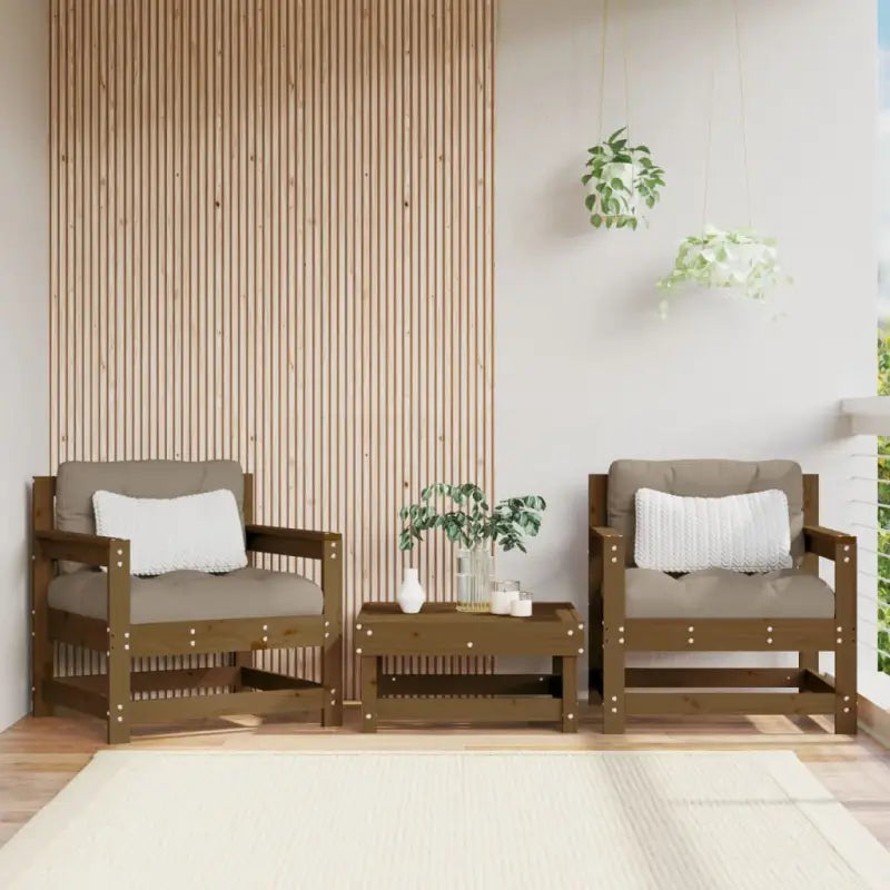 Modulaire tuinbank van massief douglashout voor terras en patio - Bruin grenenhout / 1 / Fauteuils (2 st) - Modulaire