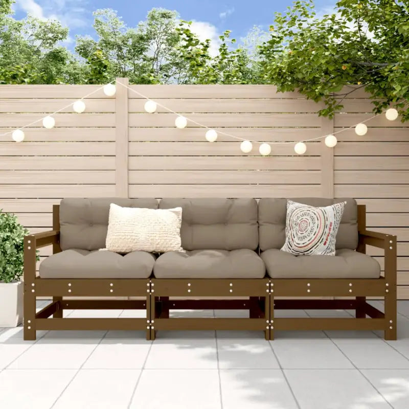 Modulaire tuinbank van massief douglashout voor terras en patio - Bruin grenenhout / 1 / 3-zitsbank - Modulaire