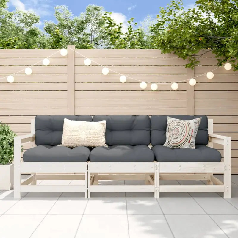 Modulaire tuinbank van massief douglashout voor terras en patio - Wit grenenhout / 1 / 3-zitsbank - Modulaire tuinbanken
