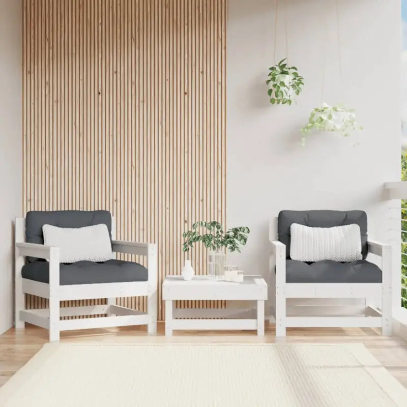 Modulaire tuinbank van massief douglashout voor terras en patio - Wit grenenhout / 1 / Fauteuils (2 st) - Modulaire
