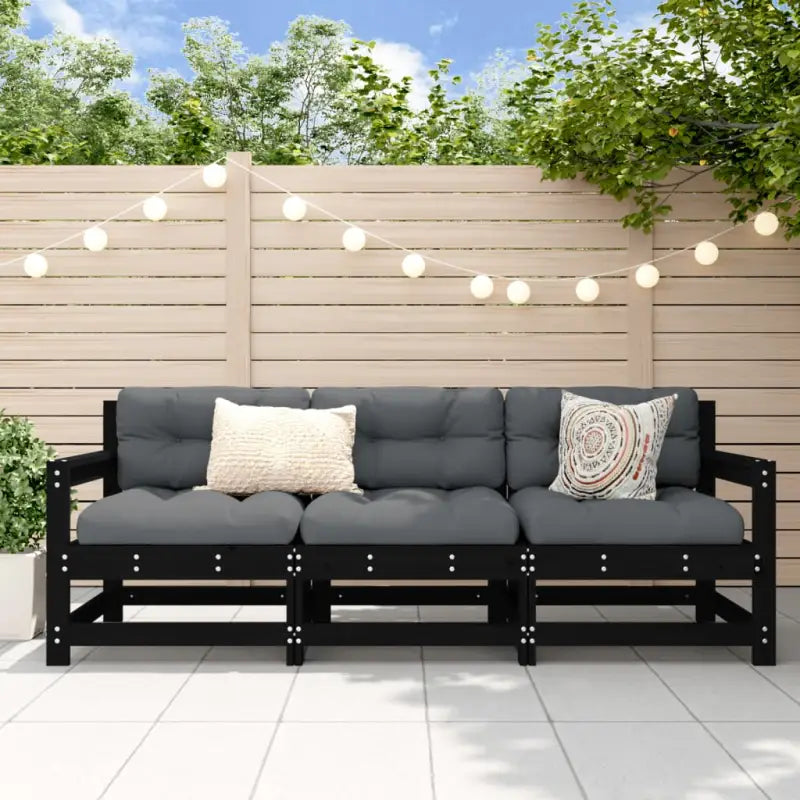 Modulaire tuinbank van massief douglashout voor terras en patio - Zwart grenenhout / 1 / 3-zitsbank - Modulaire