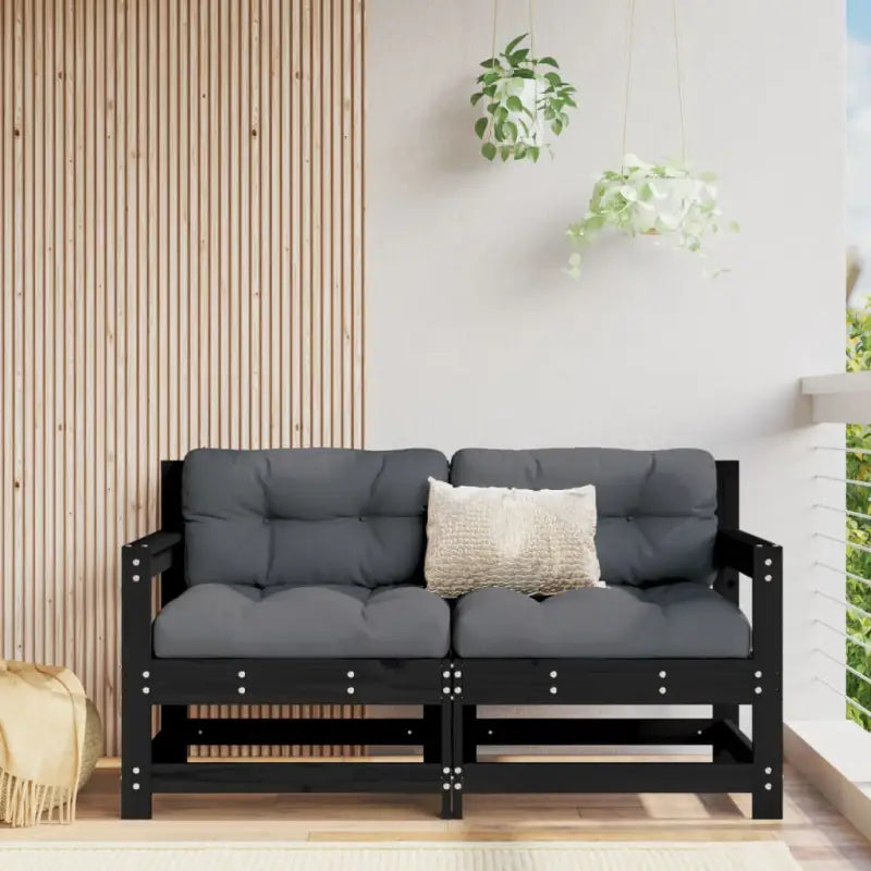 Modulaire tuinbank van massief douglashout voor terras en patio - Zwart grenenhout / 1 / loverseat with armrests