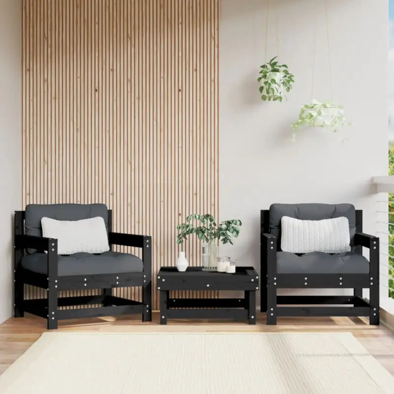 Modulaire tuinbank van massief douglashout voor terras en patio - Zwart grenenhout / 1 / Fauteuils (2 st) - Modulaire