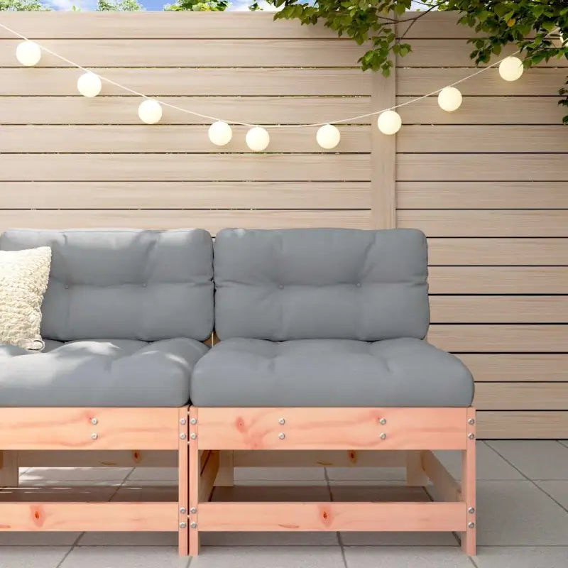 Modulaire tuinbank van massief grenenhout met zachte kussens - Natuurlijk douglashout / 1 / Middenbank - Modulaire