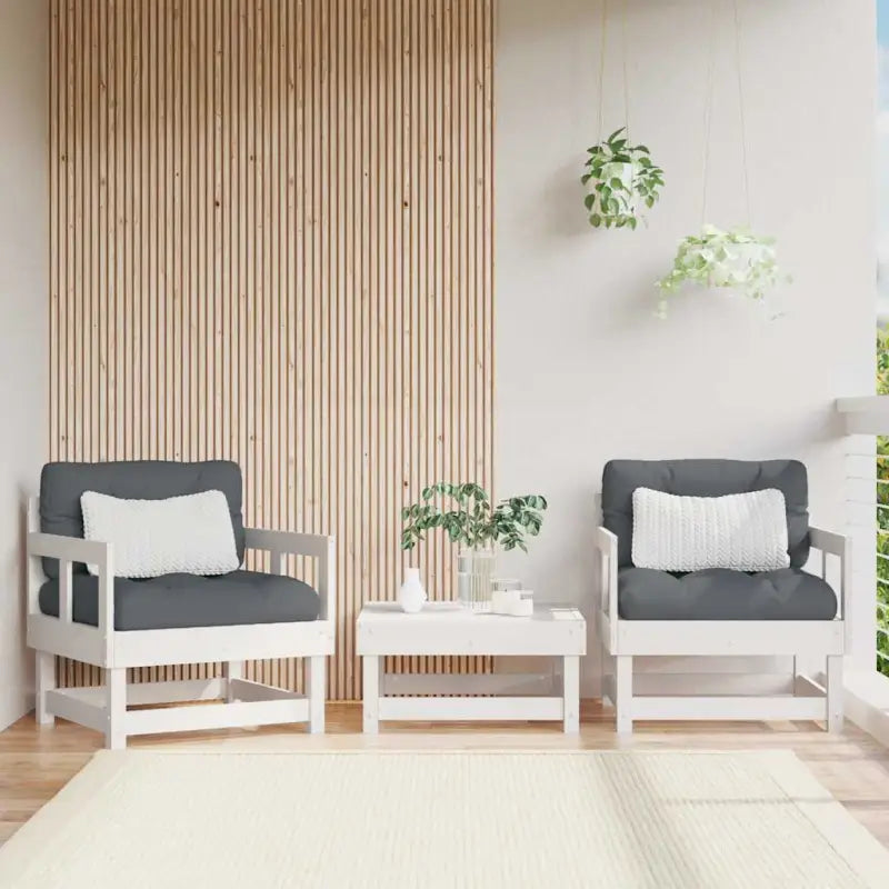 Modulaire tuinbank van massief grenenhout met zachte kussens - Wit grenenhout / 1 / Stoel - Modulaire tuinbanken