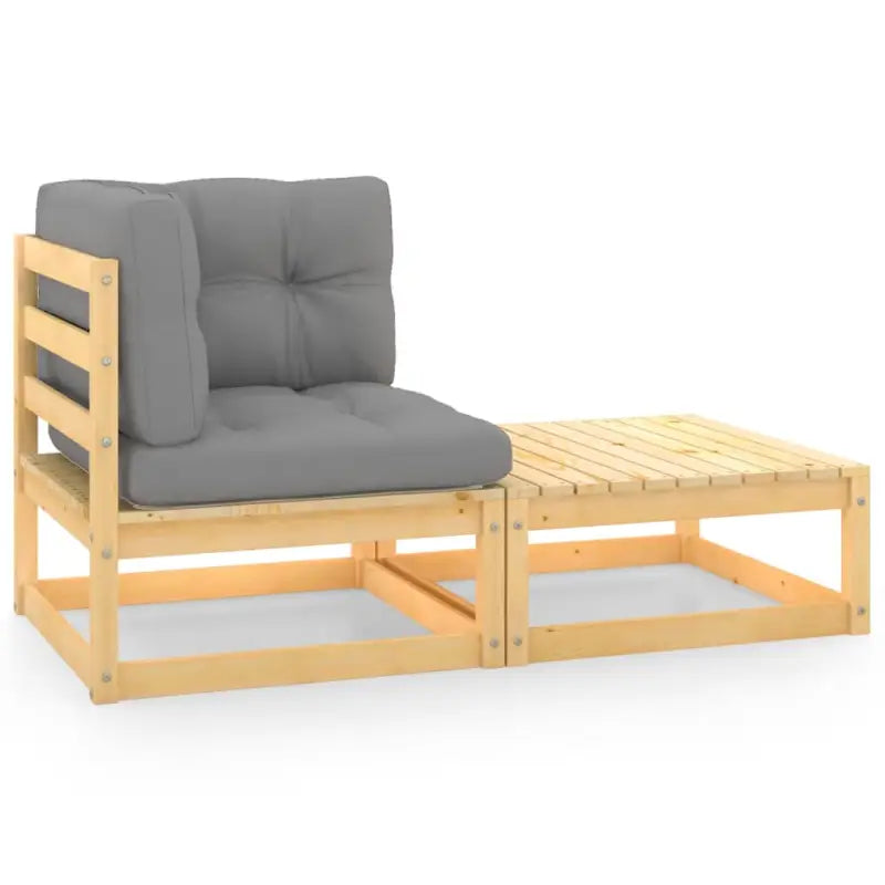 Modulaire tuinbank van massief grenenhout voor ontspanning en gezelligheid - Naturel / 1 / Hoek + voetenbank