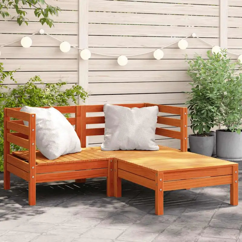 Modulaire tuinbank van massief grenenhout voor ontspanning en gezelligheid - Wasbruin / 1 / 2x corner + footrest