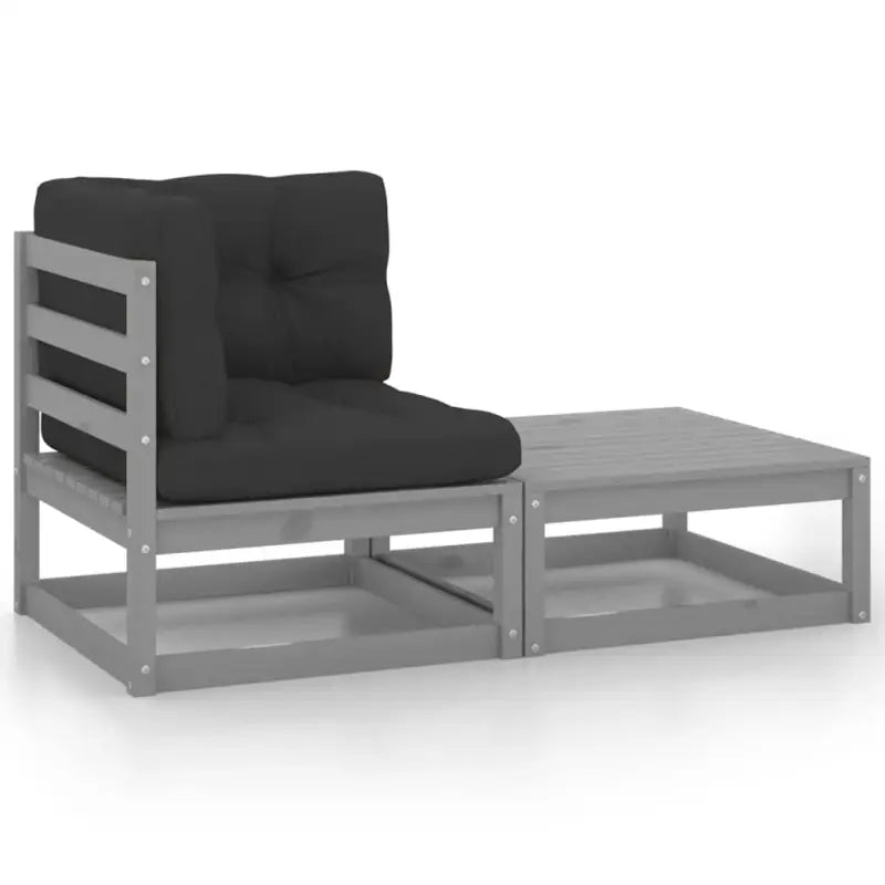 Modulaire tuinbank van massief grenenhout voor ontspanning en gezelligheid - Grijs / 1 / Hoek + voetenbank - Modulaire