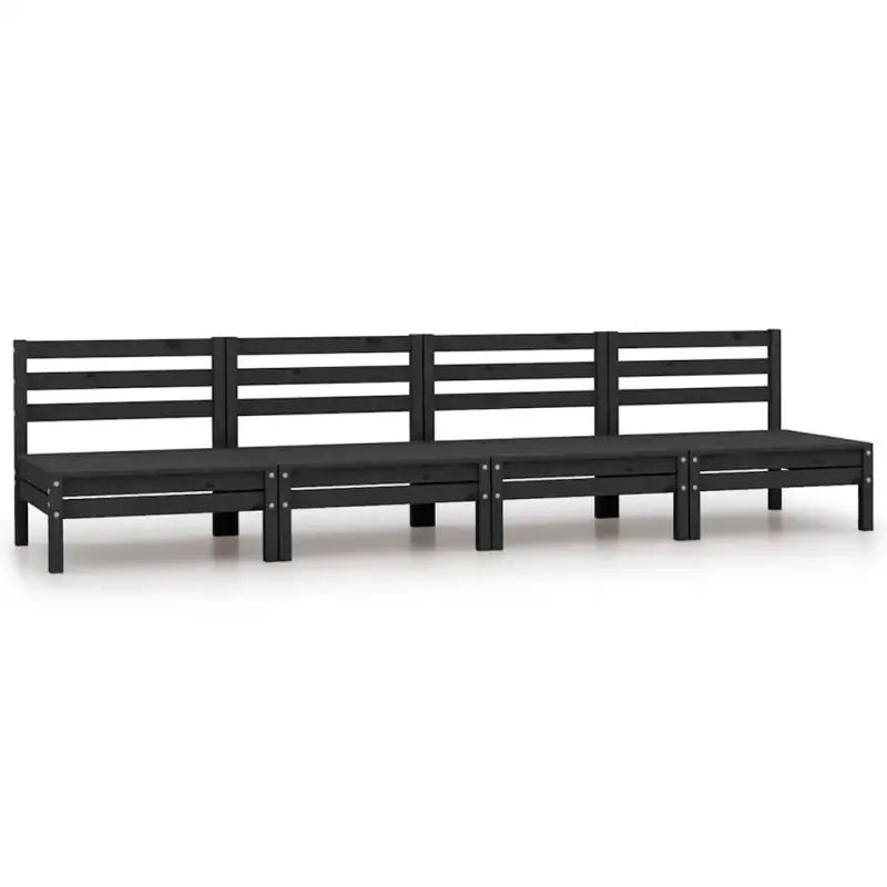 Modulaire tuinbank van massief grenenhout voor ontspanning en gezelligheid - Zwart / 1 / Middenbank (4 st) - Modulaire