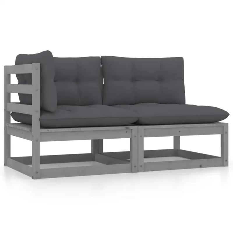 Modulaire tuinbank van massief grenenhout voor ontspanning en gezelligheid - Grijs / 1 / Middenbank + hoekbank