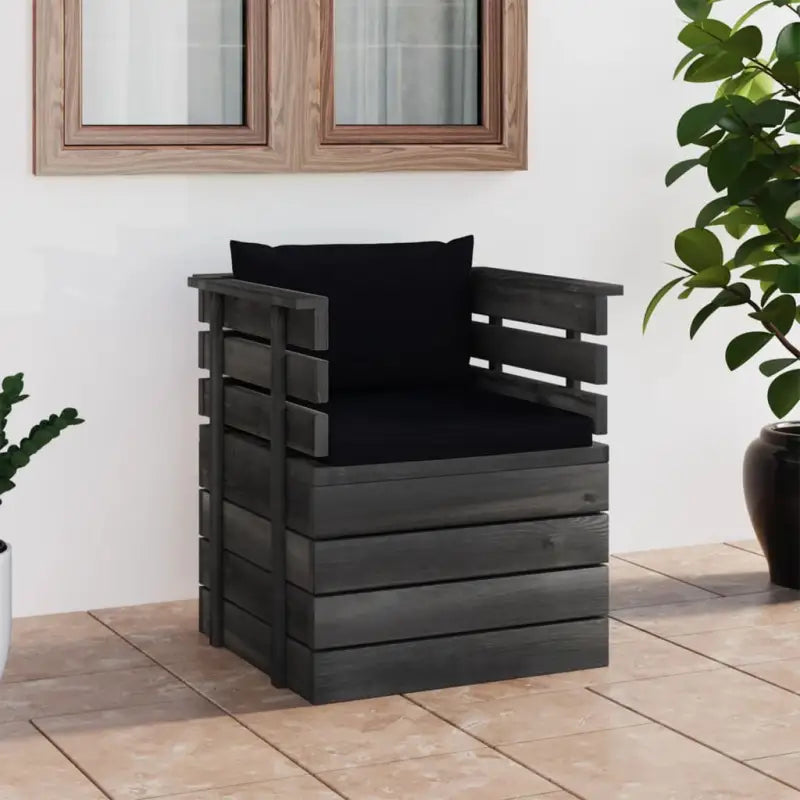 Modulaire tuinbank van massief grenenhout voor ontspanning en gezelligheid - Zwart / 1 / Fauteuil - Modulaire tuinbanken