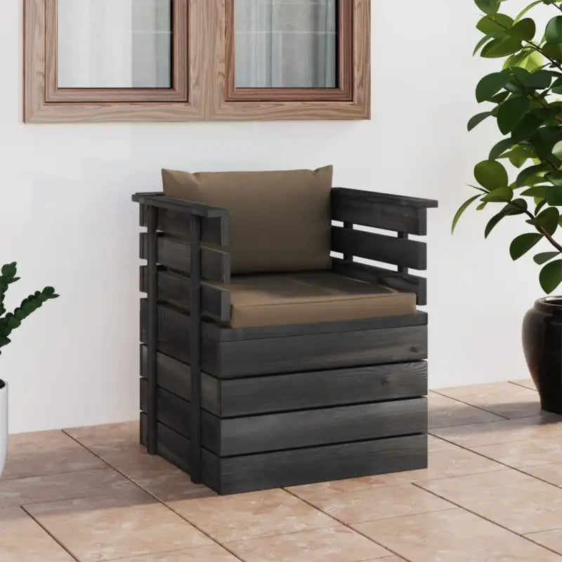 Modulaire tuinbank van massief grenenhout voor ontspanning en gezelligheid - Antraciet / 1 / Fauteuil - Modulaire