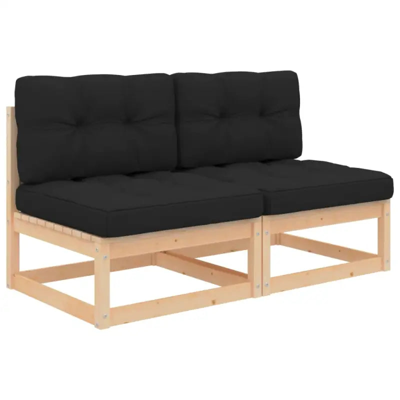 Modulaire tuinbank van massief grenenhout voor ontspanning en gezelligheid - Bruin en zwart / 1 / Middenbank (2 st)