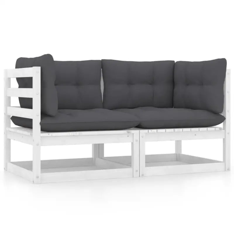 Modulaire tuinbank van massief grenenhout voor ontspanning en gezelligheid - Wit / 1 / Tweezitsbank - Modulaire