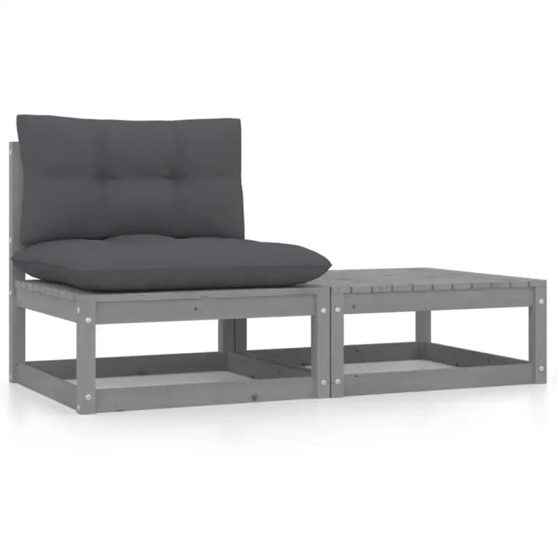 Modulaire tuinbank van massief grenenhout voor ontspanning en gezelligheid - Grijs / 1 / Middenbank met middenkussen