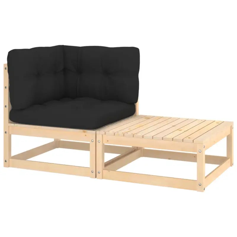 Modulaire tuinbank van massief grenenhout voor ontspanning en gezelligheid - Bruin en zwart / 1 / Hoek + voetenbank