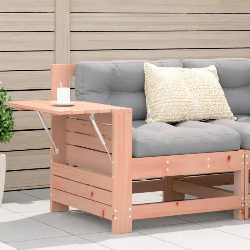 Modulaire tuinbank van massief grenenhout voor terras en patio - Onbehandeld douglashout / 1 / Hoekbank met bijzettafel