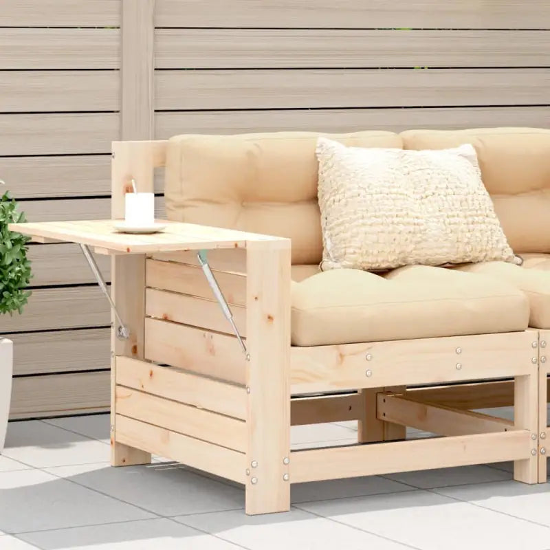 Modulaire tuinbank van massief grenenhout voor terras en patio - Onbehandeld grenenhout / 1 / Hoekbank met bijzettafel