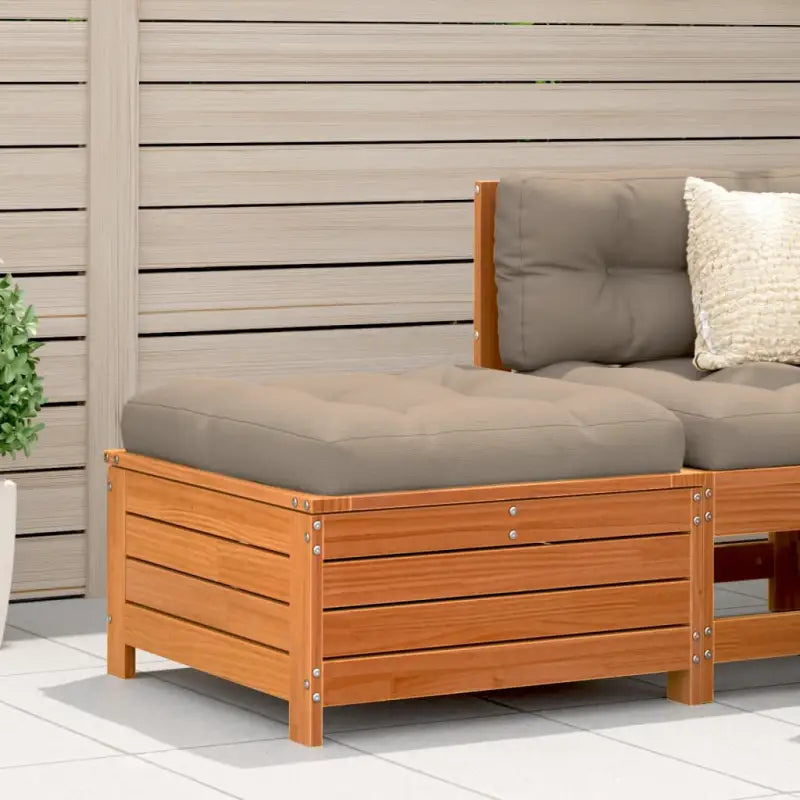Modulaire tuinbank van massief grenenhout voor terras en patio - Bruin grenenhout / 1 / Lage hocker met opbergruimte