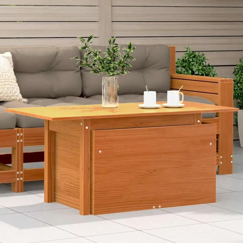 Modulaire tuinbank van massief grenenhout voor terras en patio - Bruin grenenhout / 1 / Tuintafel - Modulaire tuinbanken