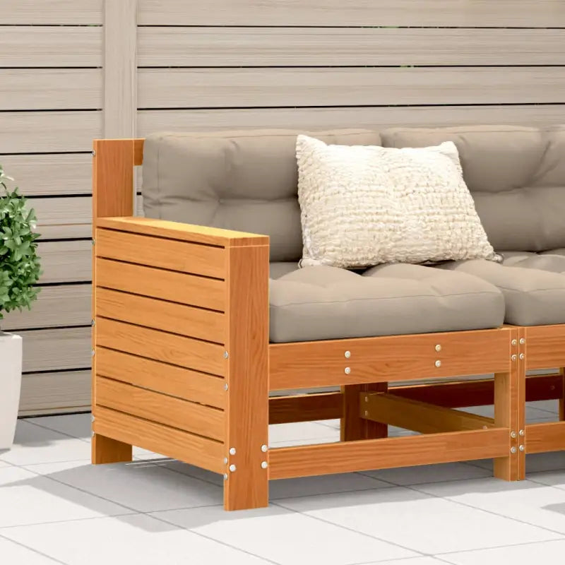 Modulaire tuinbank van massief grenenhout voor terras en patio - Bruin grenenhout / 1 / Hoekbank - Modulaire tuinbanken