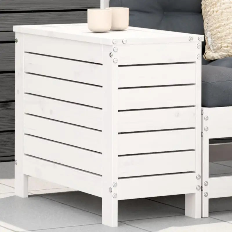 Modulaire tuinbank van massief grenenhout voor terras en patio - Wit grenenhout / 1 / Hoge hocker met opbergruimte