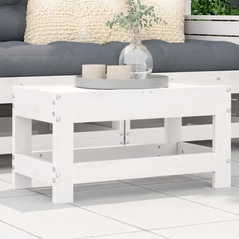 Modulaire tuinbank van massief grenenhout voor terras en patio - Wit grenenhout / 1 / Lage hocker - Modulaire tuinbanken