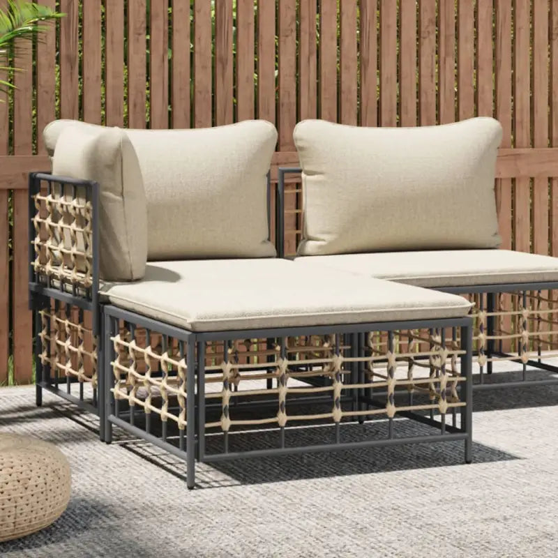 Modulaire tuinbank van poly rattan voor modern en weerbestendig tuinplezier - Beige / 1 / Voetensteun - Modulaire