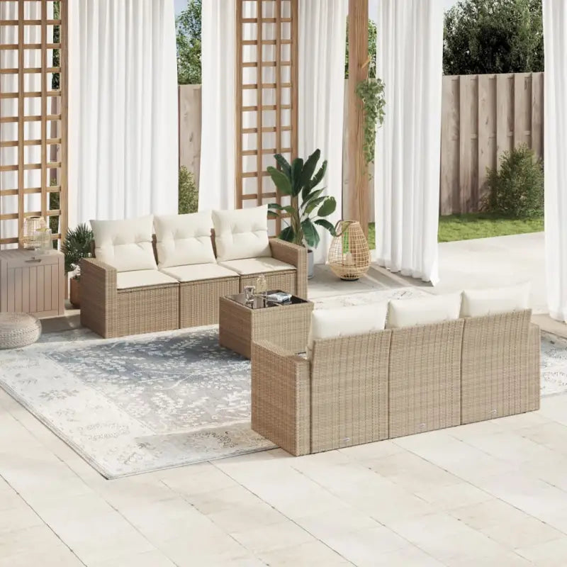Modulaire tuinbanken in zwart materiaal en gepoedercoat staal - beige en crèmekleurig / 7 - Modulaire tuinbanken