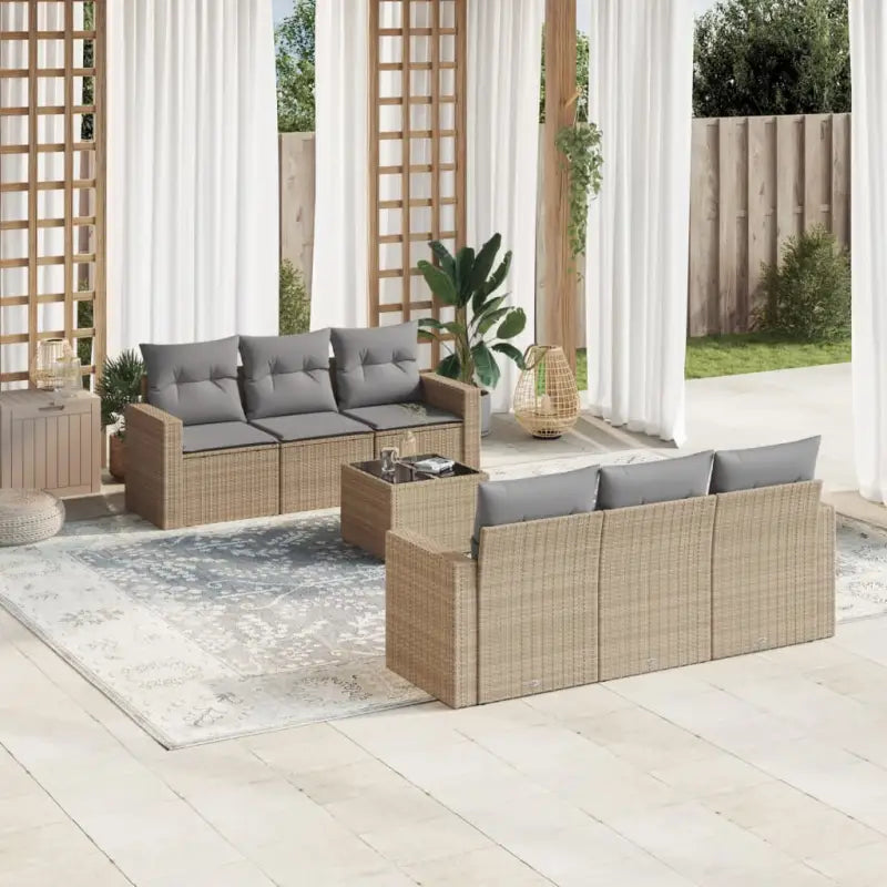 Modulaire tuinbanken in zwart materiaal en gepoedercoat staal - Beige en grijs / 7 - Modulaire tuinbanken