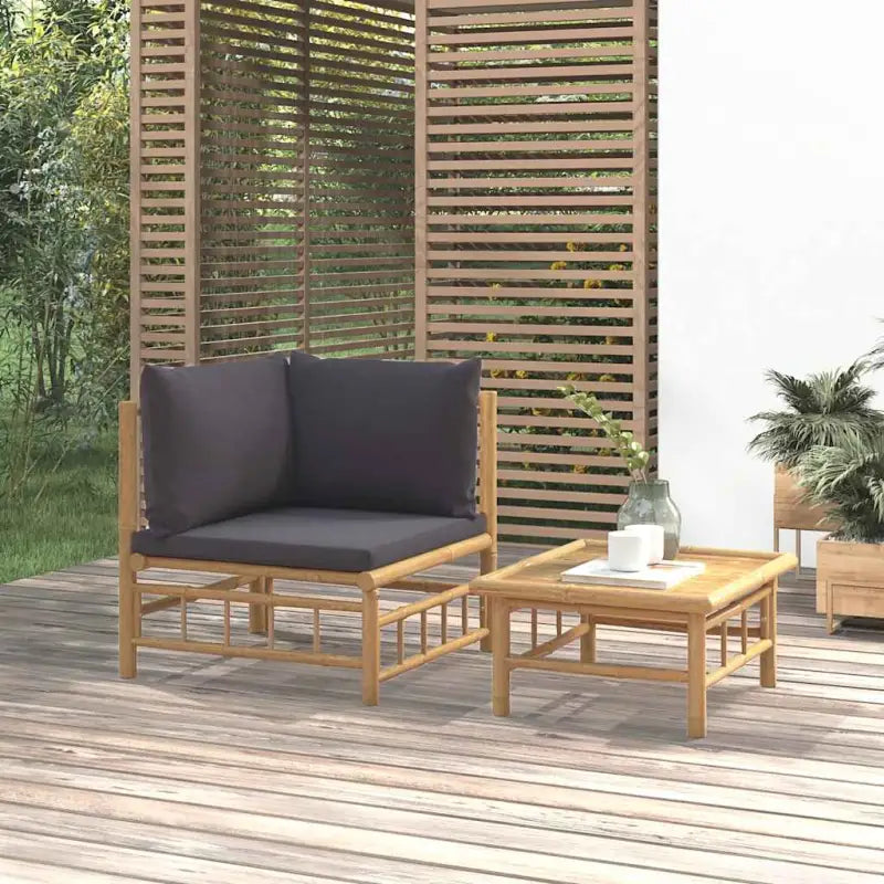 Modulaire tuinbanken met afmetingen rugkussen voor een elegante buitenruimte - Donkergrijs / 1 / hoek + Tafel