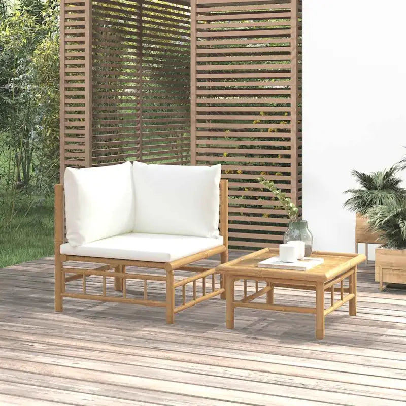 Modulaire tuinbanken met afmetingen rugkussen voor een elegante buitenruimte - Crème / 1 / hoek + Tafel - Modulaire
