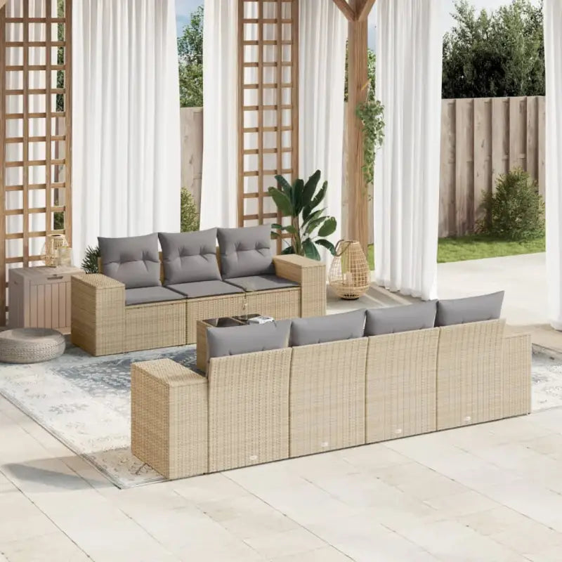 Modulaire tuinbanken met beige materiaal en gepoedercoat staal afmetingen - Beige en grijs / 1 - Modulaire tuinbanken
