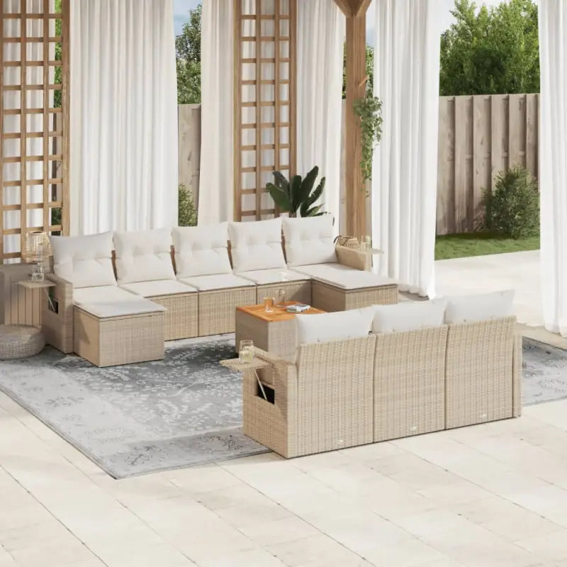 Modulaire tuinbanken met beige materiaal en gepoedercoat staal afmetingen - beige en crèmekleurig / 1 - Modulaire