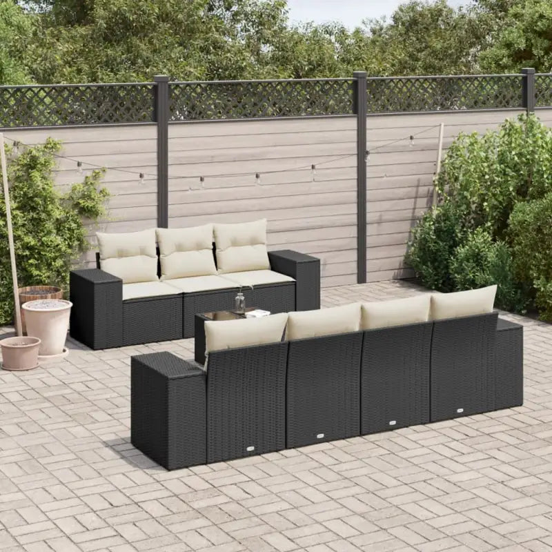 Modulaire tuinbanken met beige materiaal en gepoedercoat staal afmetingen - Zwart en crème / 1 - Modulaire tuinbanken
