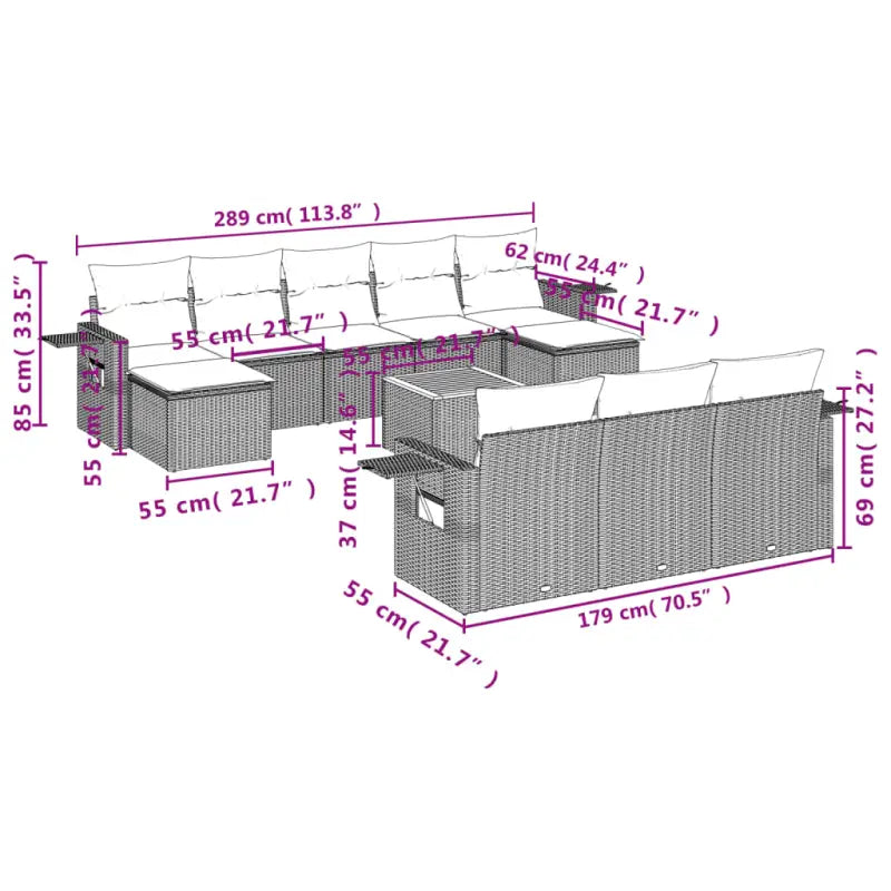 Modulaire tuinbanken met beige materiaal en gepoedercoat staal afmetingen - Modulaire tuinbanken