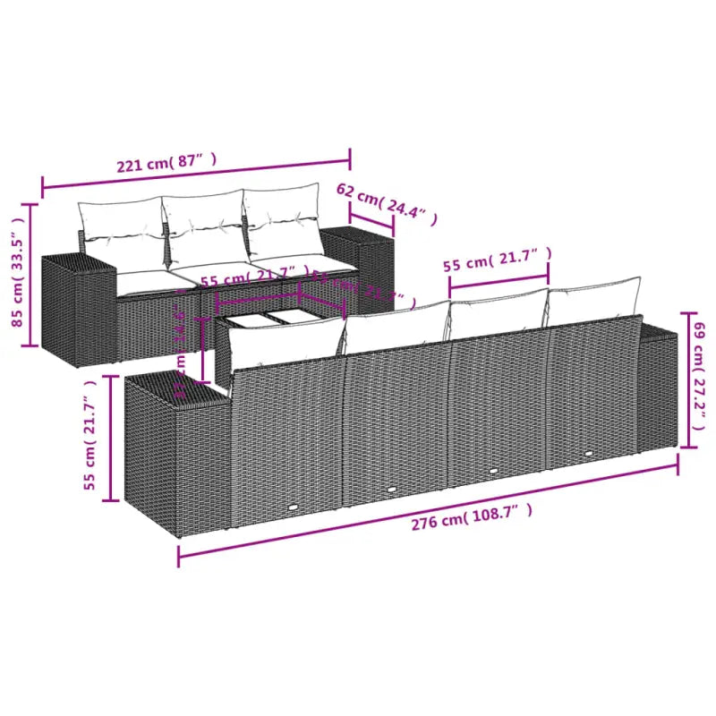 Modulaire tuinbanken met beige materiaal en gepoedercoat staal afmetingen - Modulaire tuinbanken