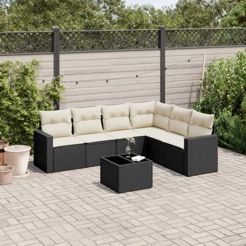 Modulaire tuinbanken met waterdichte tas en gepoedercoat staal in beige - Zwart en crème / 1 / Met tafel - Modulaire