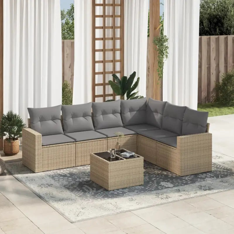 Modulaire tuinbanken met waterdichte tas en gepoedercoat staal in beige - Beige en grijs / 1 / Met tafel - Modulaire