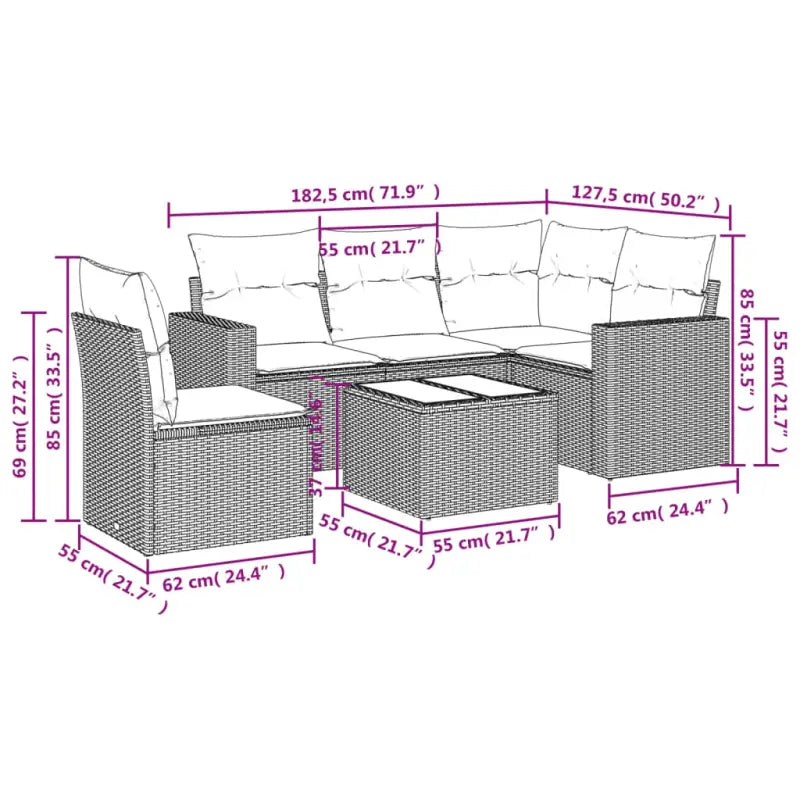 Modulaire tuinbanken met zwart materiaal en gepoedercoat staal afmetingen - Modulaire tuinbanken