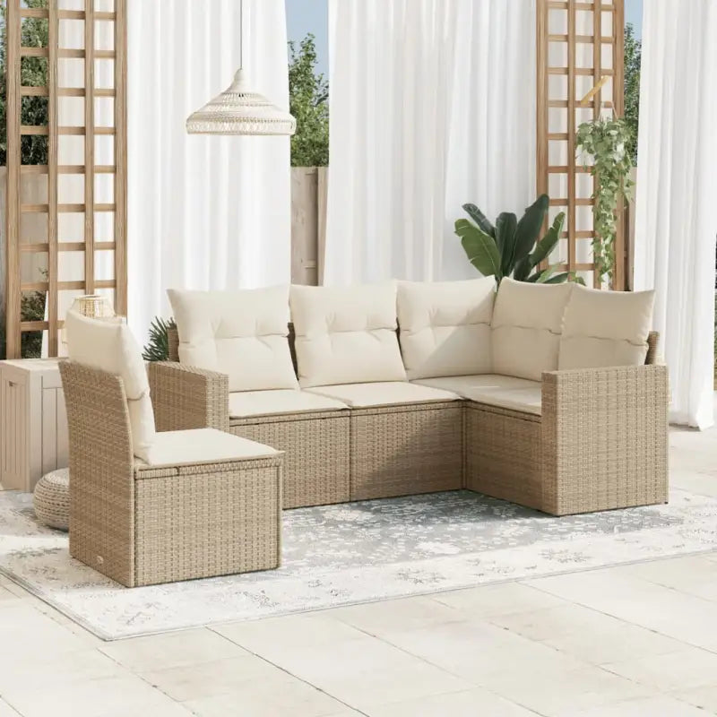Modulaire tuinbanken met zwart materiaal en gepoedercoat staal afmetingen - beige en crèmekleurig / 1 / Zonder tafel